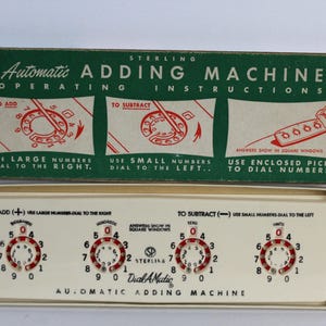 Vintage Sterling Automatic Adding Machine No. 565 Made in USA Add and Subtract Calculator Tool