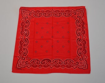 Bandana rossa vintage Washfast Colors All Cotton RN 14193 Design unico vecchio