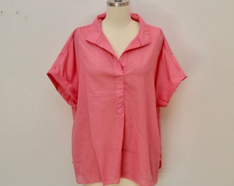 Vintage LAURA MAE pink short sleeve women's shirt blouse medium or large