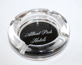 Vintage Albert Pick Hotels Heavy Glass Hotel Souvenir Ashtray