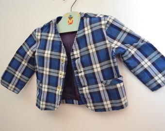 on SALE Vintage Blue Plaid Suit Jacket for a Dapper Dude Toddler Formal Jacket