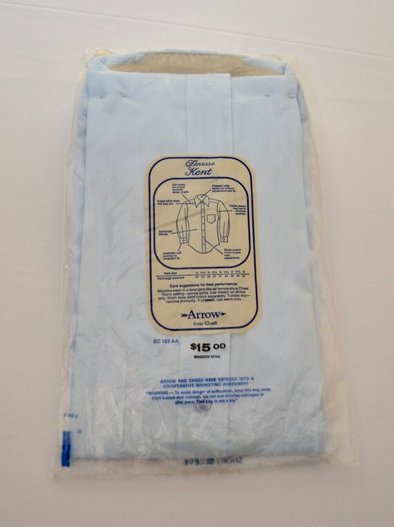 Vintage ARROW Kent FINESSE blue short sleeve shir… - image 3