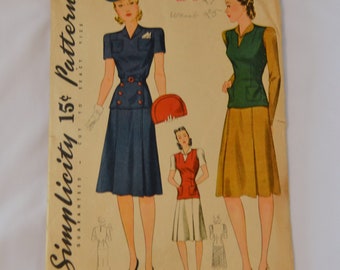 Vintage Pattern Simplicity 3682 Women's Dress and Jerkin Size 12 Bust 30