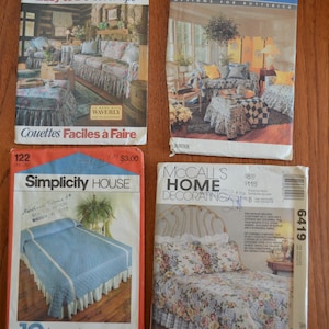 Vintage Lot of Sewing Patterns Home Decor Furniture Covers, Bed Coverings, Tablecloth, Pillows