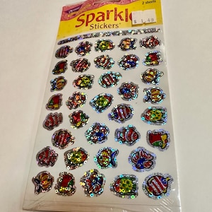 laatste kans Vintage Trend FLASHY FISH Sparkle Stickers, nieuw in verpakking, ongebruikt 1998, VS