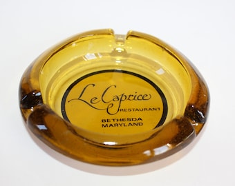 Vintage Le Caprice Restaurant Ashtray Amber Glass Advertising from Bethesda, Maryland