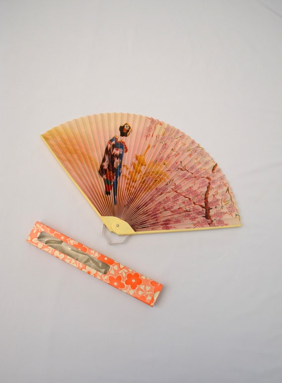 on sale Vintage Folding Fan Asian Style Hand Fan f