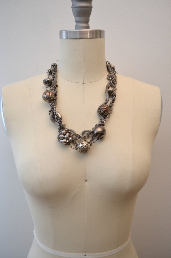 on sale Vintage Silver Multi Strand Necklace by T… - image 2