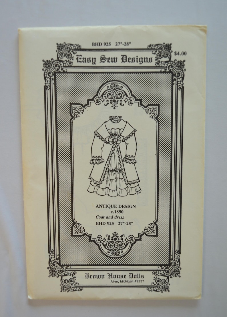 Easy Robe Sewing Pattern Patrons de vêtements pour poupées Easy Sew Designs Brown House (pour ...