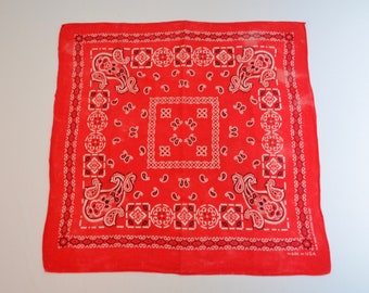 Vintage RED Paisley BANDANA All Cotton Fast Color made in USA rn 16429 rare one