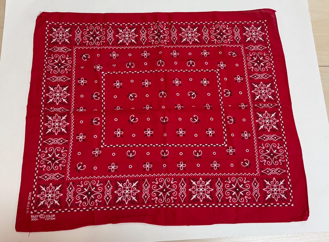 Bandana Vintage Rouge 100% Coton - Made In USA - Occasion
