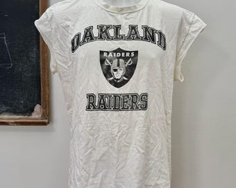 Vintage OAKLAND RAIDERS cut off t-shirt size XL old school nfl