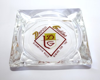 Vintage Devon Gables Restaurant Ashtray Clear Glass Advertising Ashtray Tea Room Bloomfield Hills Michigan