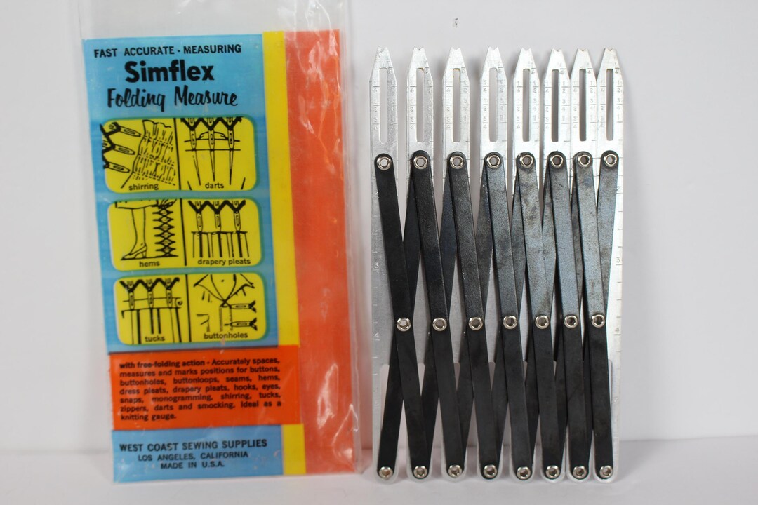 Vintage Simflex Folding Measure Sewing Tool for Shirring Darts Hems ...