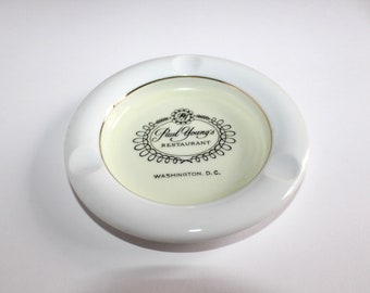 Vintage Paul Young's Restaurant Ashtray from Washington, D.C., Round Porcelain Ashtray