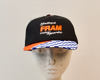 on sale Vintage FRAM Motor Sports snapback hat cap made in USA nascar