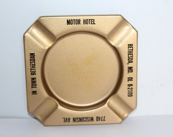 Vintage Motor Hotel Ashtray Brass Square Bethesda Maryland