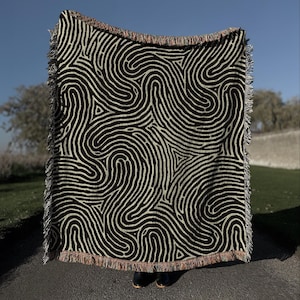Couverture tissée tourbillon psychédélique 100 % coton | Jeté rétro à illusion d'optique | Couverture à motif Trippy | Cadeau déco rétro
