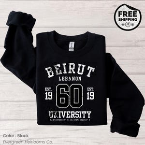 Beiroet Libanon University noodlijdende vintage trui, sweatshirt Beiroet, reiscadeau Beiroet, Libanon cadeau, Libanon sweatshirt, shirt Libanon