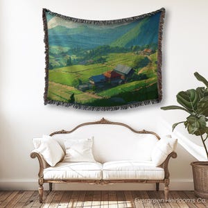 100% Cotton Woven Throw Blanket | Anime Home Decor | Studio Ghibli Style Art | Japanese Kawaii Blanket | Anime Lover Gift