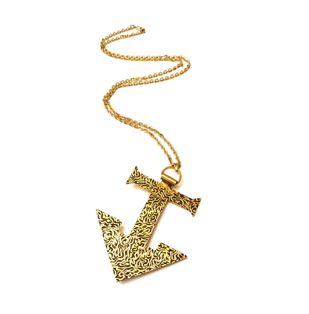 Mod Freirich Anchor Necklace Chased Nautical Anchor Pendant - Etsy