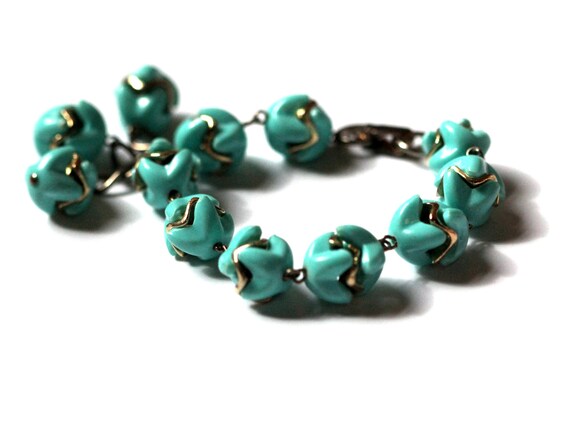 Thermoset Plastic Tassel Bracelet, 1950s Turquois… - image 3