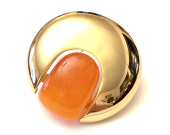 1960s Lanvin Brooch, Haute Couture Brooch by Lanvin, Vintage Thermoset Plastic and Gold Pin Trombone Clasp, High End French Designer Jewelry
