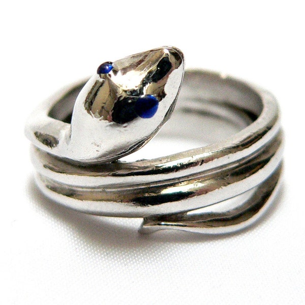Trifari Snake Ring Signed Crown Trifari Silver Serpent Ring 1950s