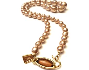 YSL Pearl Necklace, Yves Saint Laurent Baroque Pearls, Graduated Beaded Necklace, Haute Couture Designer Signed Jewelry Vintage YSL Necklace