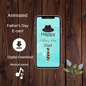 Happy Father&#39;s Day E-card, Animated Father&#39;s Day Card, Digital Card, Instant Download, Digital Father&#39;s Day Greetind Card