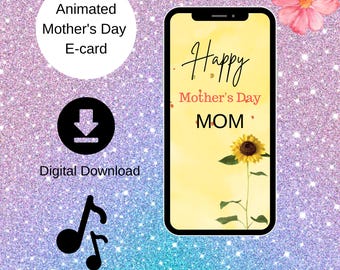 Tarjeta electrónica animada de girasol para el Día de la Madre (Descarga digital)