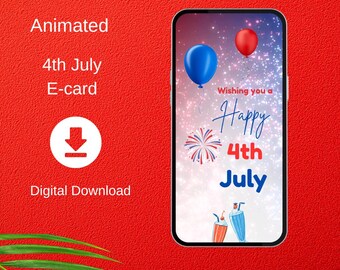 Tarjeta electrónica animada del 4 de julio con audio (descarga digital)