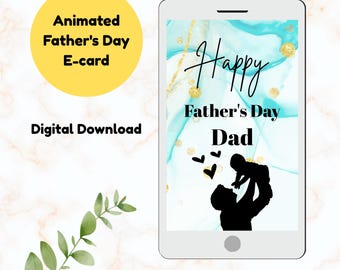 Tarjeta electrónica animada para el Día del Padre, silueta de niño (descarga digital)