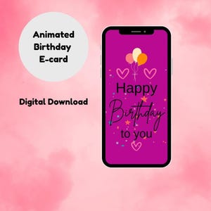 Happy Birthday Digital Card, Animated Card, E-Card- MP4 Animation, Instant download