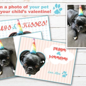 BENUTZERDEFINIERTE HAUSTIER Hunde Katzen Valentinstagskarte • Ich Wuff Dich • Du und Miau • Möpse und Küsse • Kinder Klasse Valentinstag druckbar • Kind Schule Valentinstag