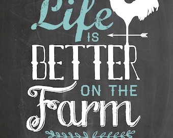 Life is Better on the Farm | Digital Download | Country Home Chalkboard Decor | Printable Wall Art Farmers