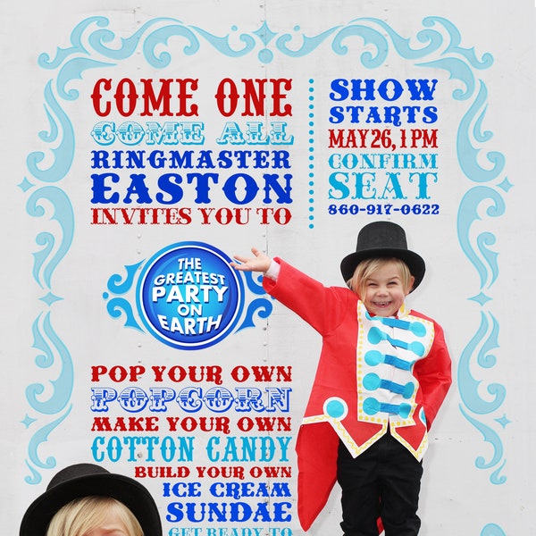 Custom Digital Printable CIRCUS or CARNIVAL Photo Birthday Invitation - 1 sided (2 sides for additional cost)