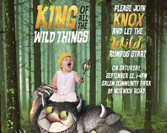 DIGITAL Where the Wild Things Are Birthday Invitation -2 sided • Wild One Birthday Party • First Birthday • King of the Wild Things