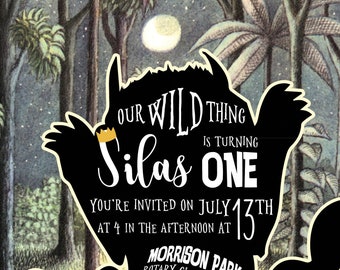 DIGITAL Where the Wild Things Are Birthday Invitation -2 sided • Wild One Birthday Party • First Birthday • King of the Wild Things