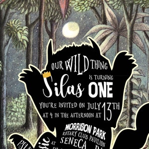 DIGITAL Where the Wild Things Are Birthday Invitation -2 sided • Wild One Birthday Party • First Birthday • King of the Wild Things