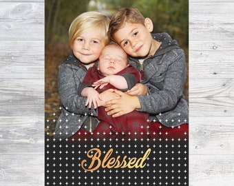 Blessed Christmas card, holiday photo card, Printable blessed Christmas card, family photo card