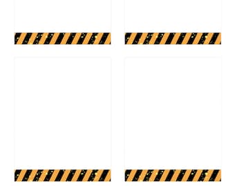 DESCARGA DIGITAL INSTANTE Tarjetas de alimentos para equipos pesados de construcción en blanco, etiquetas de alimentos, tiendas de campaña para alimentos, imprimibles, baby shower