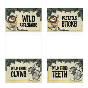 CUSTOM Where The Wild Things Are Food Cards, Food Labels, Food Tents, Printable Digital, Wild One Birthday Party Baby Shower