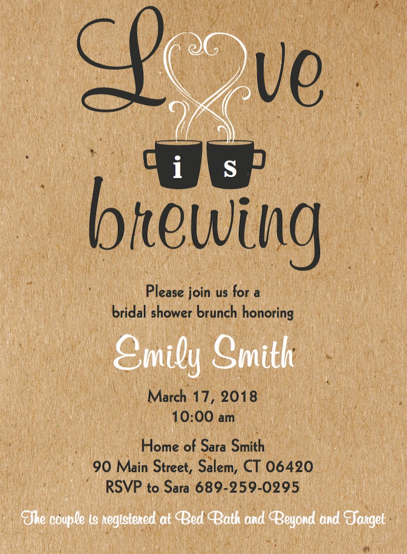 Love is Brewing Bridal Shower Wedding Engagement Party Invitation Coffee Themed Printable Digital Download image 1