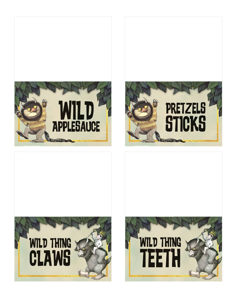 CUSTOM Where the Wild Things Are Food Cards, Food Labels, Food Tents ...