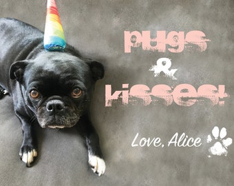 CUSTOM PET perro gato tarjeta de San Valentín • I Woof Usted • Usted y Maullido • Pugs y besos • Niños clase Valentine imprimible • Escuela infantil De san Valentín