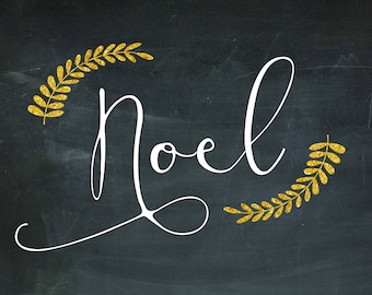 NOEL Arte de pared imprimible, letrero de pizarra de Navidad, decoración navideña, decoración navideña de granja - Descarga instantánea