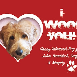 CUSTOM PET Hund Katze Valentine Karte • ich Woof Sie • Sie und Meow • Mops und Küsse • Kinder Klasse Valentine druckbare • Kind Schule Valentine