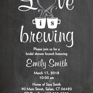 Love is Brewing Bridal Shower Wedding Engagement Party Invitation Coffee Themed Printable Digital Download image 2