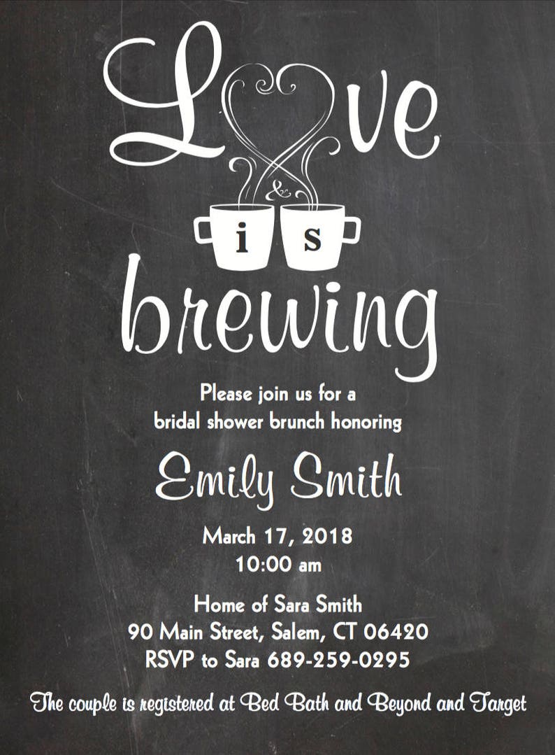 Love is Brewing Bridal Shower Wedding Engagement Party Invitation Coffee Themed Printable Digital Download image 2